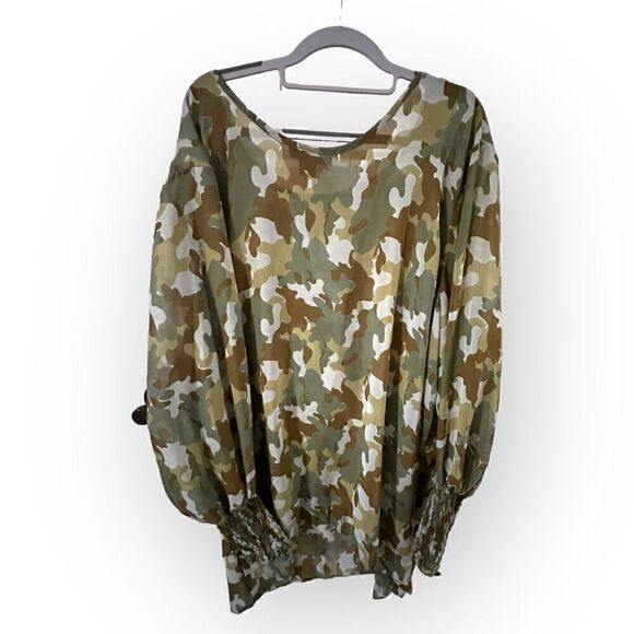 Ashley Stewart sheer lightweight camouflage print long sleeve tunic size 26/28 - Picture 6 of 9